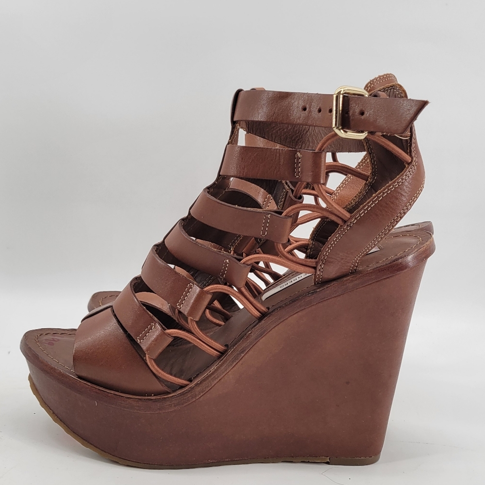 Diane Von Furstenburg Brown Wedge Sandals Size 8